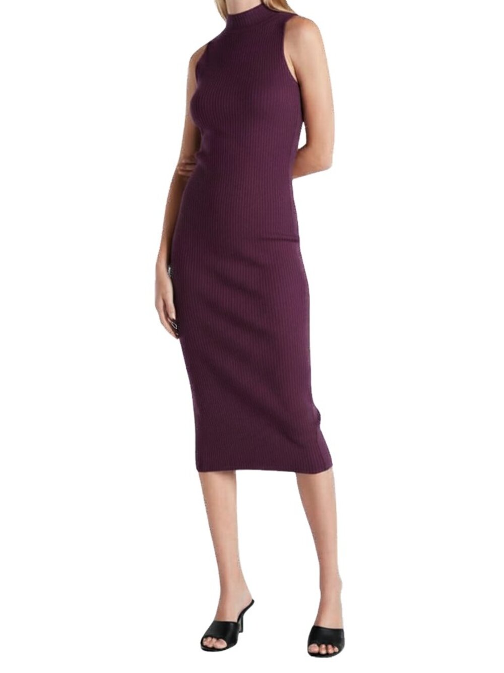 Express Purple Sleeveless Mockneck Knit Midi Dress, Size Large